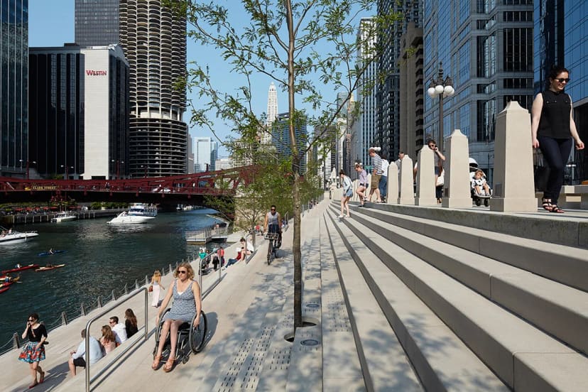 Chicago Riverwalk in Chicago, Illinois