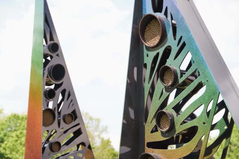 Pollinator Hotel sculptures