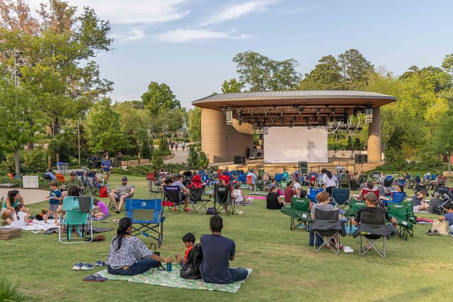 Families gathered on the Great Lawn at Downtown Cary Park