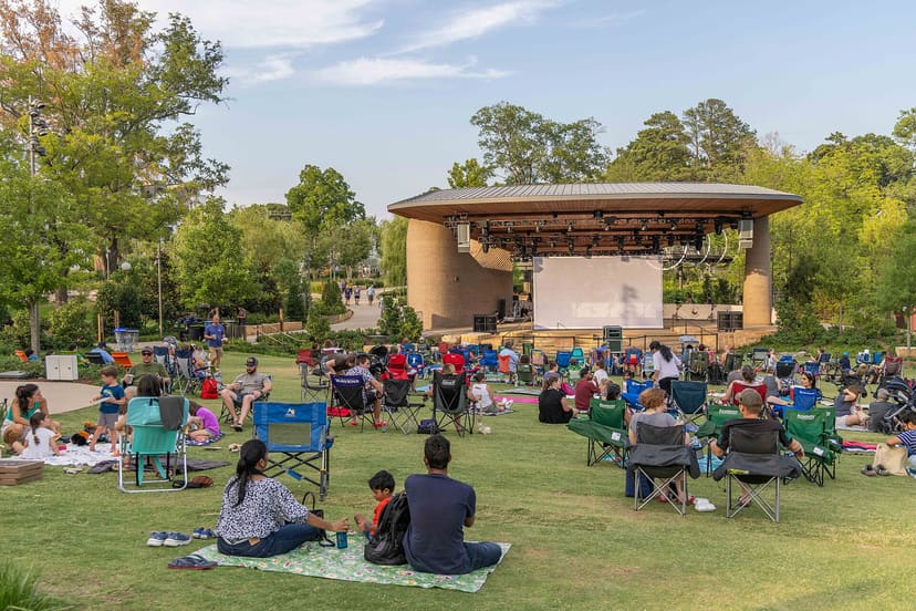 Families gathered on the Great Lawn at Downtown Cary Park