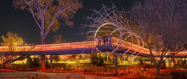 Skywalk and Light Passage illuminated at night