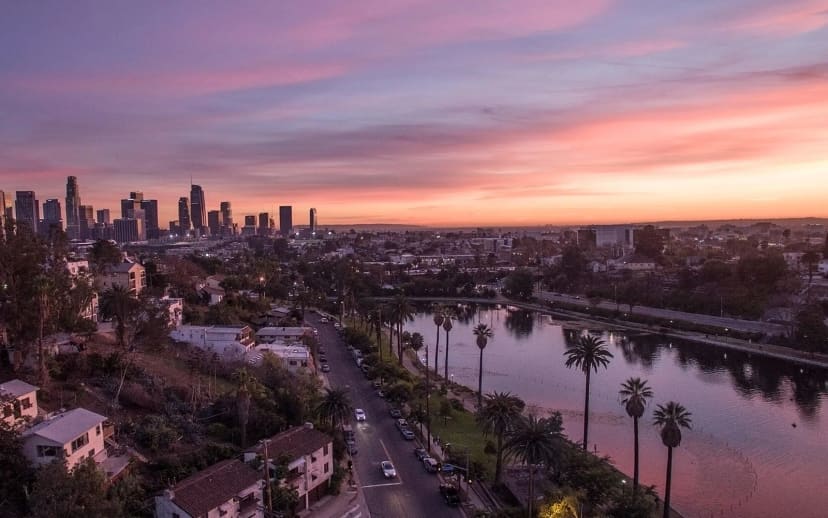 Echo Park Lake in Los Angeles, California