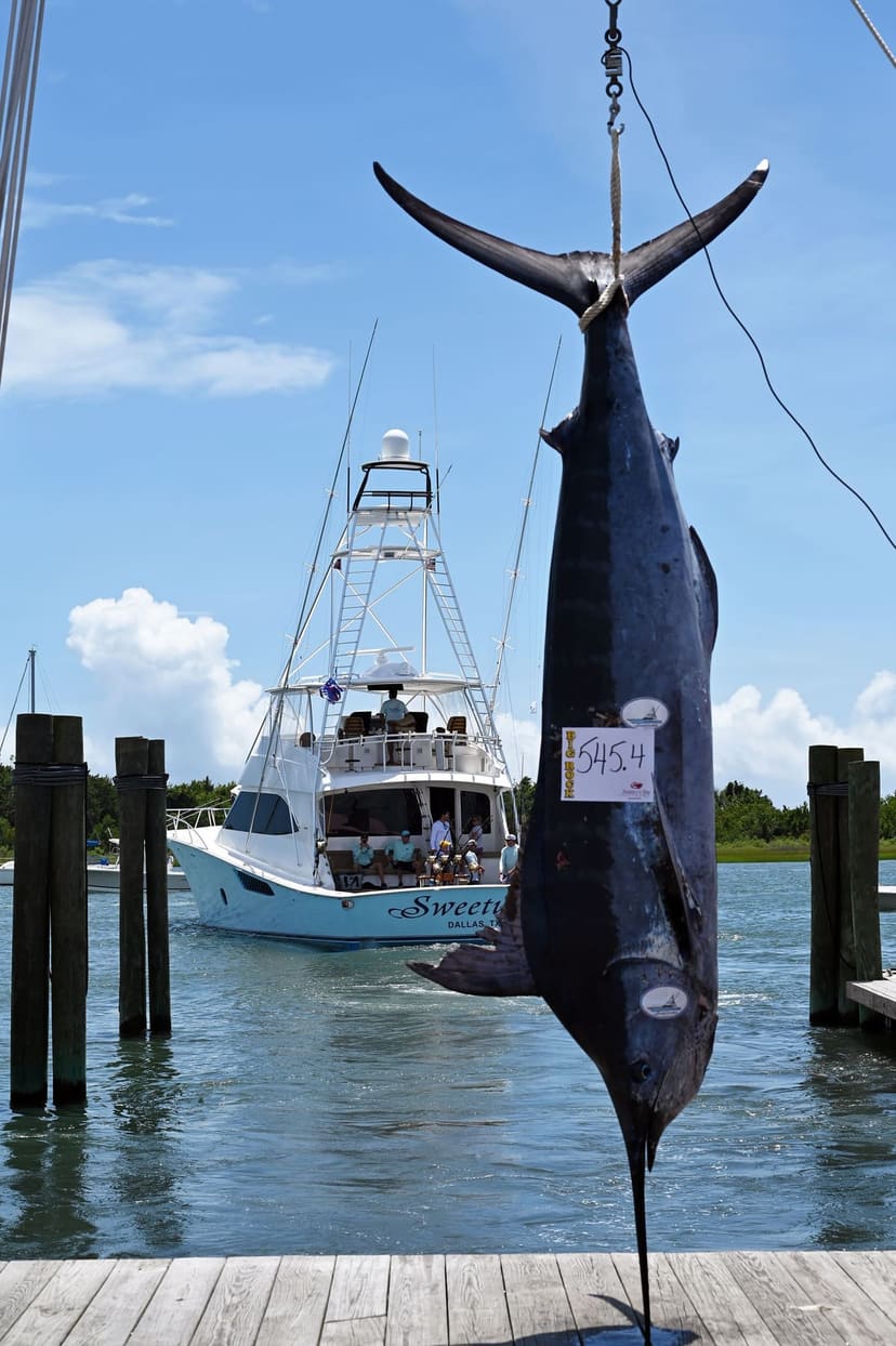 Fishing boat at Ottis Landing and the Morehead City waterfront