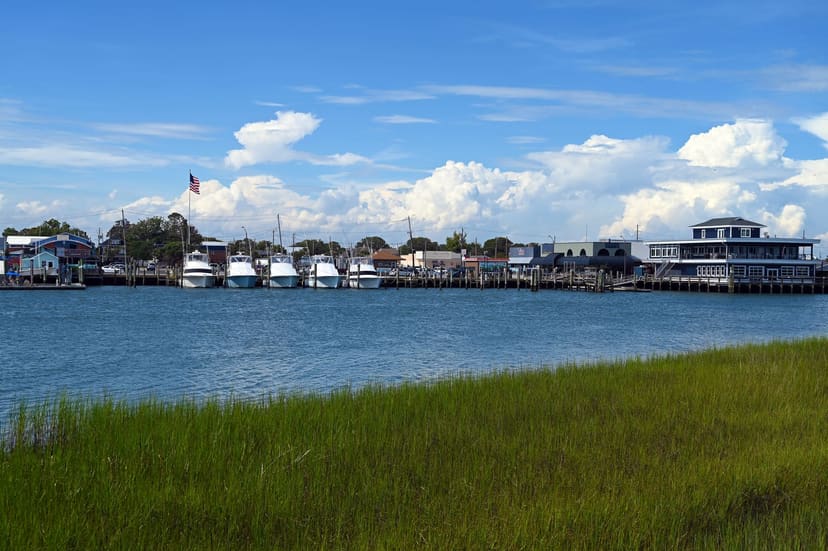 Sugarloaf Island across the water from downtown Morehead City