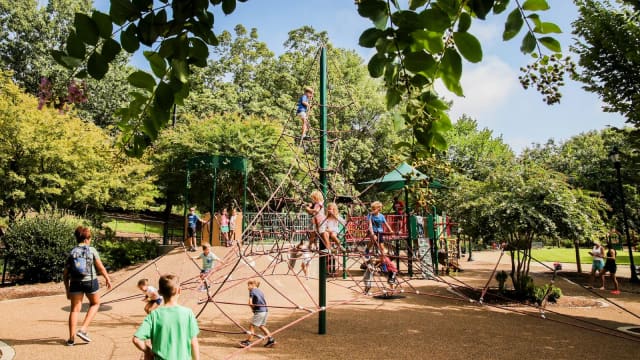 Children climbing at Pullen Park Playground