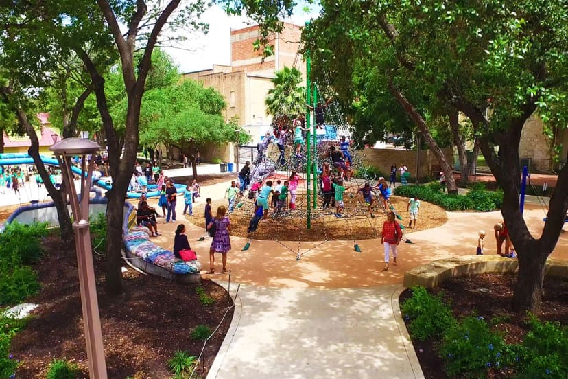 Hemisfair sand play area at Hemisfair