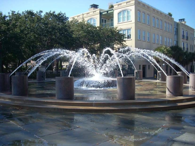 Waterfront Park's harborfront landscape in Charleston