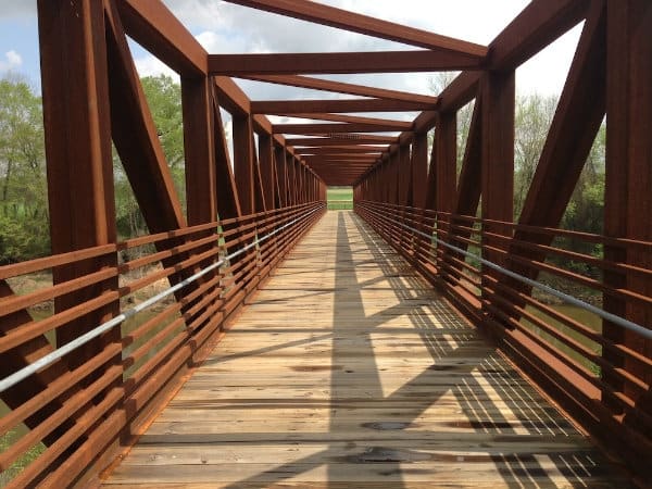 Paved Neuse River Greenway Trail beside the river