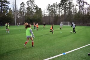 Youth soccer on the artificial turf fields at Homestead Park
